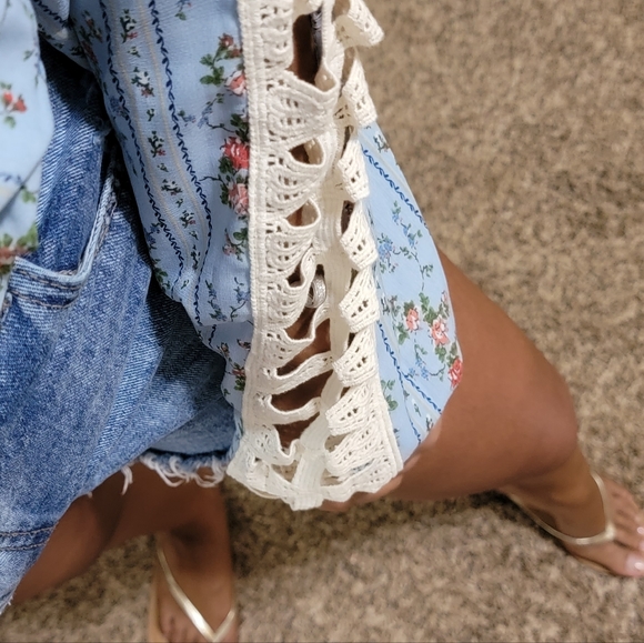 ROMEO JULIET BLUE TUNIC CROCHET TOP - Picture 11 of 12